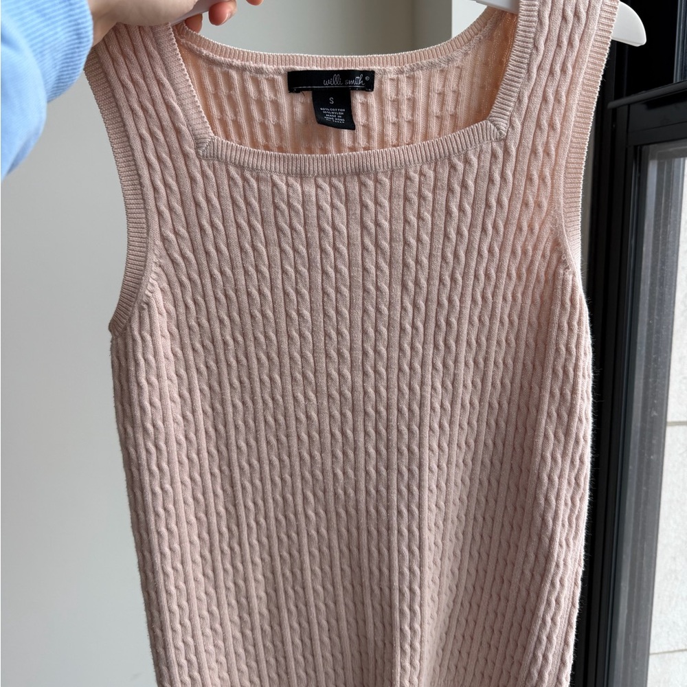 Willi Smith Cream Sleeveless Knit Top